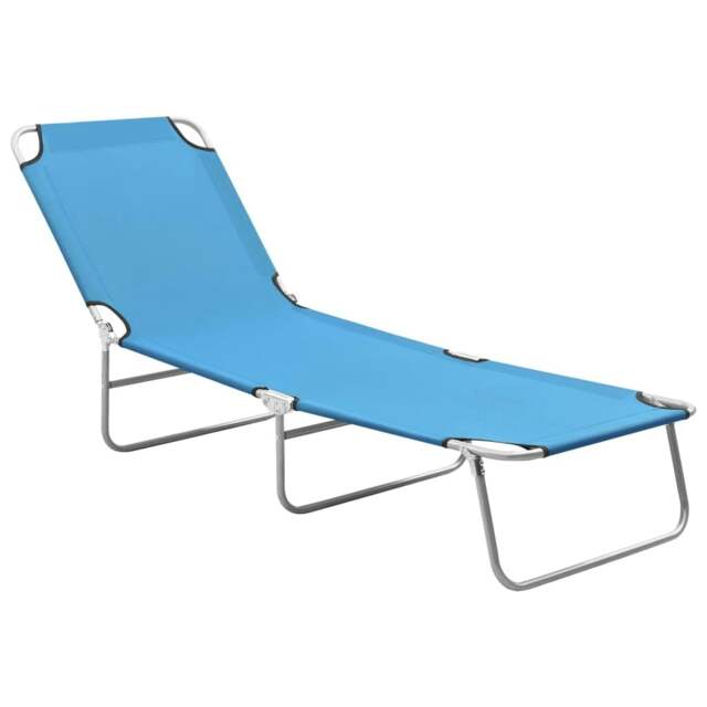 Rackhams Folding Sun Lounger Steel and Fabric Turquoise Blue - Powder-coated steel, fabric
