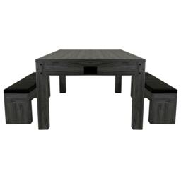 Rackhams 7-In-1 Games Table & Storage Benches x 2 - Grey - thumbnail 3
