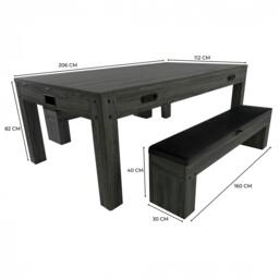 Rackhams 7-In-1 Games Table & Storage Benches x 2 - Grey - thumbnail 6