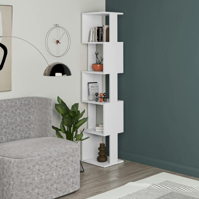 Rackhams Piri 5 Tier Tall Freestanding Bookcase (H) 161cm - White - image 1