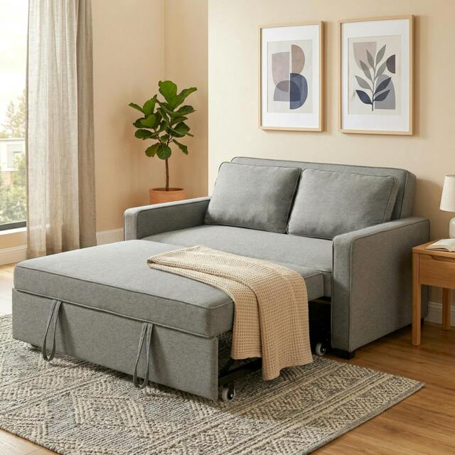 Rackhams 2 Seater Sofa Bed Click Clack Pull Out Sofa Bed for Living Room Grey - image 1