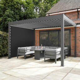 Rackhams Aluminium Pergola With Anthracite Blinds & LED Lights - 3m x 4m - thumbnail 4