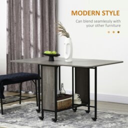 Rackhams Mobile Drop Leaf Dining Table on Wheels with Storage Shelf - Rustic Brown - thumbnail 5