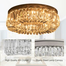 Rackhams Crystal Ceiling Light Modern Chandeliers for Living Room Bedroom Silver - thumbnail 5