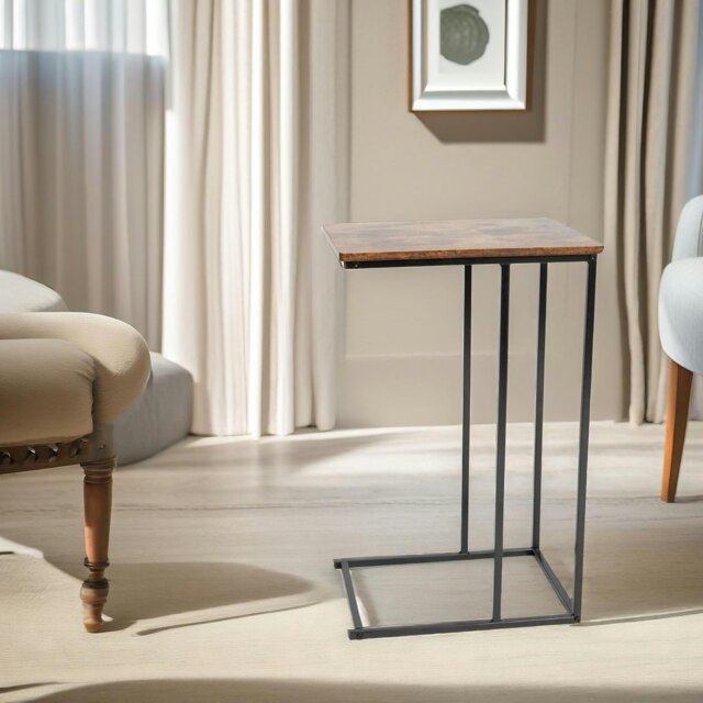 Rackhams C Shaped Side Table Rustic Brown - image 1