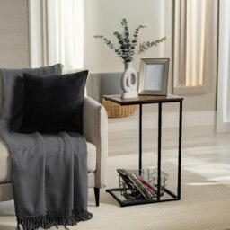 Rackhams C Shaped Side Table Rustic Brown - thumbnail 4