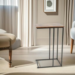 Rackhams C Shaped Side Table Rustic Brown