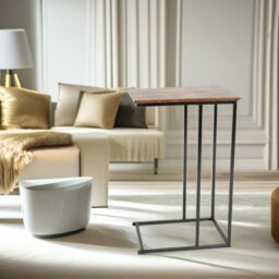 Rackhams C Shaped Side Table Rustic Brown - thumbnail 3