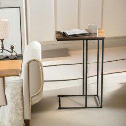 Rackhams C Shaped Side Table Rustic Brown - thumbnail 2