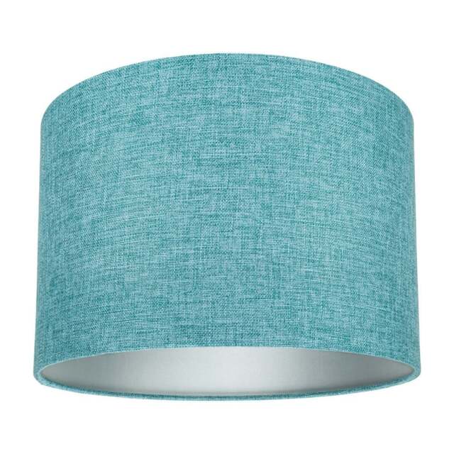 Rackhams Contemporary and Sleek 10 Inch Teal Linen Fabric Drum Lamp Shade 60w Maximum - image 1