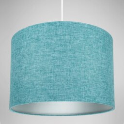 Rackhams Contemporary and Sleek 10 Inch Teal Linen Fabric Drum Lamp Shade 60w Maximum - thumbnail 4