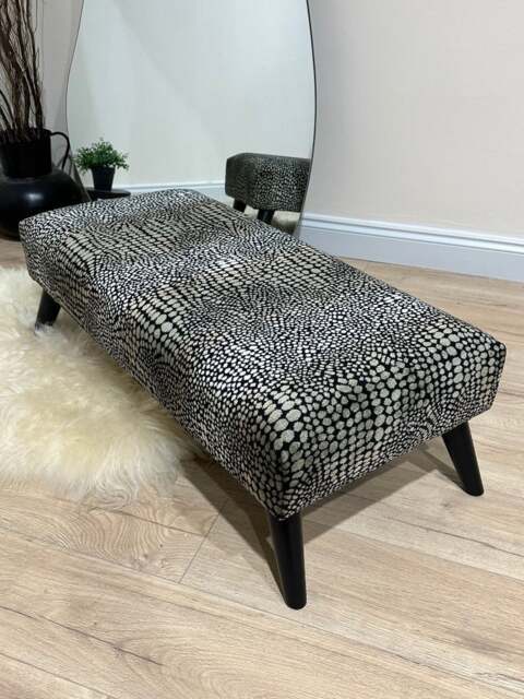 Rackhams Premium Leopard Print Ottoman Bench – Fabric Footstool & Coffee Table (Non-Storage) - 19 x 17 Inches (48 x 43cm) - image 1