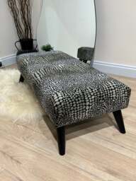Rackhams Premium Leopard Print Ottoman Bench – Fabric Footstool & Coffee Table (Non-Storage) - 19 x 17 Inches (48 x 43cm) - thumbnail 3