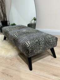 Rackhams Premium Leopard Print Ottoman Bench – Fabric Footstool & Coffee Table (Non-Storage) - 19 x 17 Inches (48 x 43cm) - thumbnail 6
