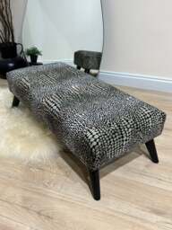 Rackhams Premium Leopard Print Ottoman Bench – Fabric Footstool & Coffee Table (Non-Storage) - 19 x 17 Inches (48 x 43cm) - thumbnail 1