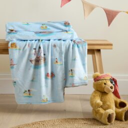 Rackhams Pirates Cosy Fleece Blanket Throw Blue - Blue - 150 x 200 cm
