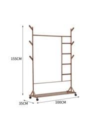 Rackhams Bamboo Clothes Rack with Bottom Shelf Shoe Clothing Storage Organizer - Brown - thumbnail 2