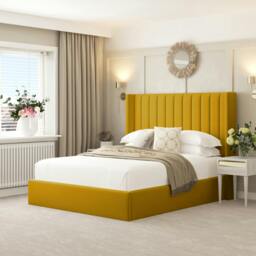"Rackhams Madison Bed Frame with 54"" Headboard - Double - Mustard" - thumbnail 1