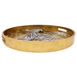 Rackhams Round Decorative Gold Tropical Pineapple Serving Candle Drinks Tray - thumbnail 3