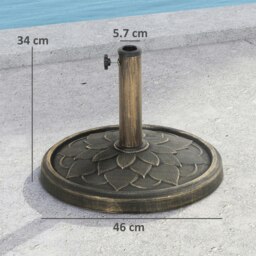Rackhams 12kg Resin Garden Parasol Base, Heavy Duty Round Sun Umbrella Base for 32, 38, 48mm Umbrella Poles - Bronze Tone - thumbnail 5