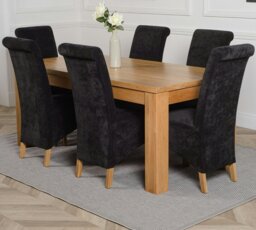 Rackhams Dakota Large Oak Dining Table with Montana Fabric Chairs - 8 chairs - Beige - thumbnail 4
