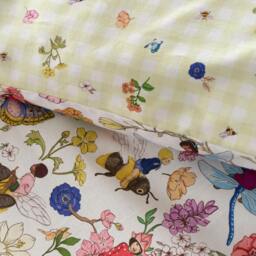 Rackhams Garden Friends Reversible Cotton Duvet Cover Set White - Double - White - thumbnail 5