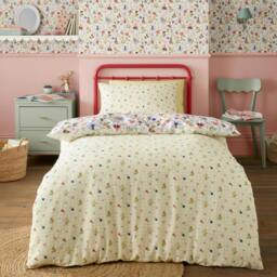 Rackhams Garden Friends Reversible Cotton Duvet Cover Set White - Double - White - thumbnail 2