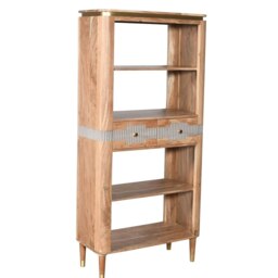 Rackhams Alaina Acacia Wood 2 Drawers Open Bookcase - Wood - 1 - 85X40X180cm (LXDXH) - thumbnail 3