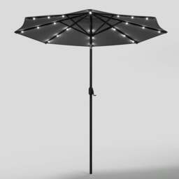 Rackhams 3M Garden Parasol Sun Umbrella Dark Grey Iron With Solar LED Lights - Rectangle water tank base - thumbnail 4