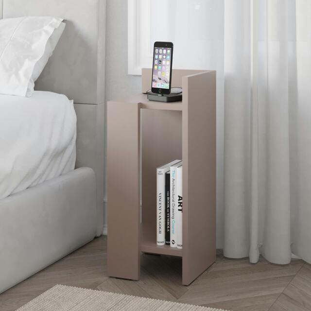 Rackhams Elos Modern Narrow Bedside Table Right Module 25x25x60cm - Mocha Grey - image 1