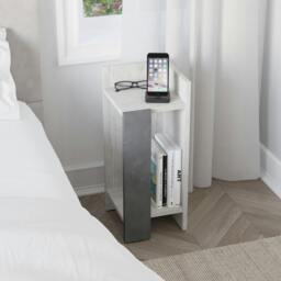 Rackhams Elos Modern Narrow Bedside Table Right Module 25x25x60cm - Mocha Grey - thumbnail 2