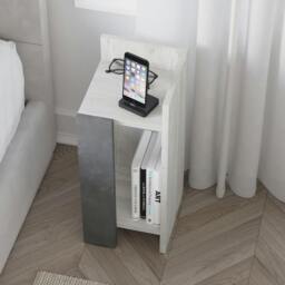 Rackhams Elos Modern Narrow Bedside Table Right Module 25x25x60cm - Mocha Grey - thumbnail 4