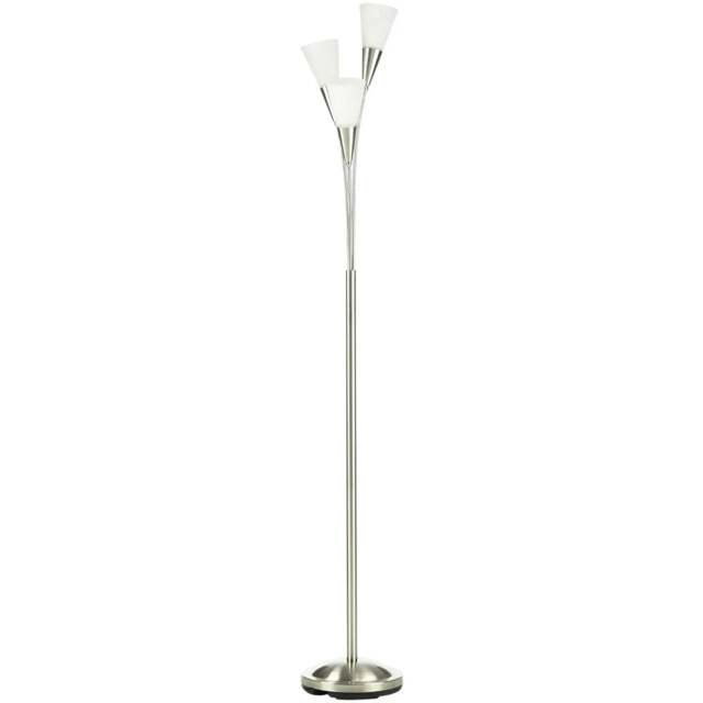 Rackhams 3-Light Upright Floor Lamps for Living Room, Modern Standing Lamp for Bedroom with Steel Base, Bulb not Included, Silver - image 1