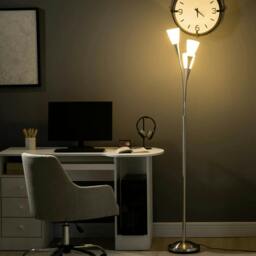 Rackhams 3-Light Upright Floor Lamps for Living Room, Modern Standing Lamp for Bedroom with Steel Base, Bulb not Included, Silver - thumbnail 2