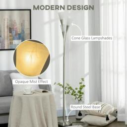 Rackhams 3-Light Upright Floor Lamps for Living Room, Modern Standing Lamp for Bedroom with Steel Base, Bulb not Included, Silver - thumbnail 4