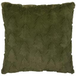 Rackhams Faux Fur Pine Christmas Cushion Cover - Forest Green - 50cm x 50cm - Forest Green - 100% Polyester - thumbnail 1