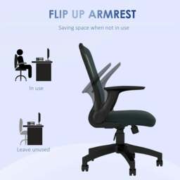 Rackhams Ergonomic Office Chair, Mesh Desk Chair with Flip-up Armrest, Lumbar Back Support, Swivel Wheels, Grey - thumbnail 6