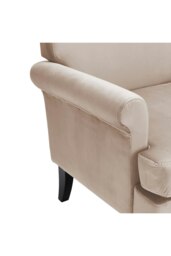 Rackhams Beige Soft Velvet Armchair with Gourd Shaped Castor Legs - Beige - thumbnail 4