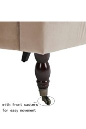 Rackhams Beige Soft Velvet Armchair with Gourd Shaped Castor Legs - Beige - thumbnail 5