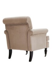 Rackhams Beige Soft Velvet Armchair with Gourd Shaped Castor Legs - Beige - thumbnail 3