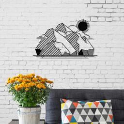 Rackhams View No.18 Modern Metal Wall Art Home Decorative Minimalist Hanging Wall Sculpture, Black - Metal - Black - thumbnail 2