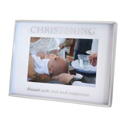 Rackhams Contemporary Silver Plated Christening 4x6 Picture Frame for Wall or Table - thumbnail 2
