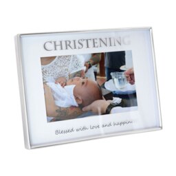 Rackhams Contemporary Silver Plated Christening 4x6 Picture Frame for Wall or Table - thumbnail 3