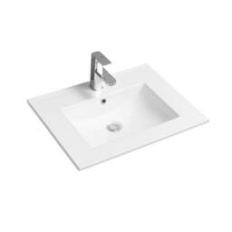 Rackhams 4001A Ceramic 61cm Thin-Edge Inset Basin with Scooped Bowl - White - 60cm - thumbnail 2