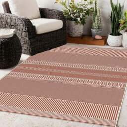 Rackhams Duo Weave Outdoor Orange Rug Fine Line - 120X170 cm - thumbnail 2