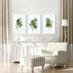 Rackhams Large prints for living room - set of 3 Tropical wall art prints - 20 x 30 in / 50 x 76 cm - Matte Museum Quality Art Paper 290 gsm - Oak Frame - thumbnail 3