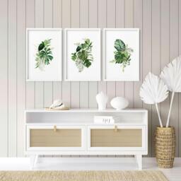 Rackhams Large prints for living room - set of 3 Tropical wall art prints - 20 x 30 in / 50 x 76 cm - Matte Museum Quality Art Paper 290 gsm - Oak Frame - thumbnail 4