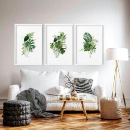 Rackhams Large prints for living room - set of 3 Tropical wall art prints - 20 x 30 in / 50 x 76 cm - Matte Museum Quality Art Paper 290 gsm - Oak Frame - thumbnail 2