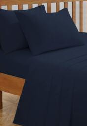 Rackhams Deluxe Fitted Sheet or Pillowcase Pair - Navy - Super King (180cm x 200cm) + 25cm Deep - thumbnail 2