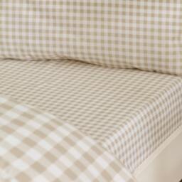 Rackhams Bamford Gingham Check Fitted Sheet Natural - King - Natural